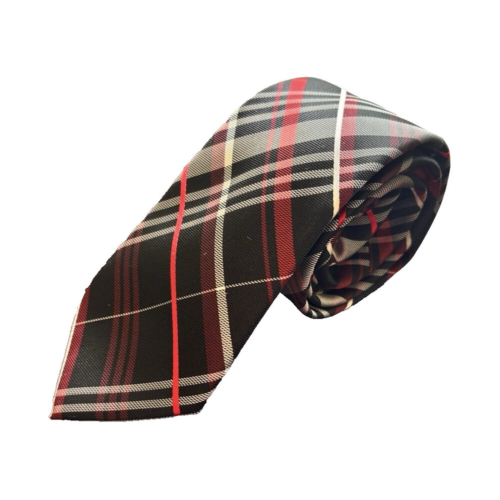 ATTN:  GA DAWG FANS JF J.Ferrar Men’s Polyester Plaid Tie Black, Red, & White
